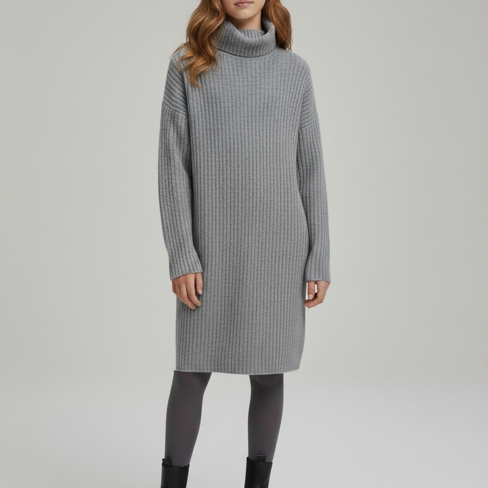 Zara Ribbed Gray Turtleneck Sweater Dress Girls Age 11